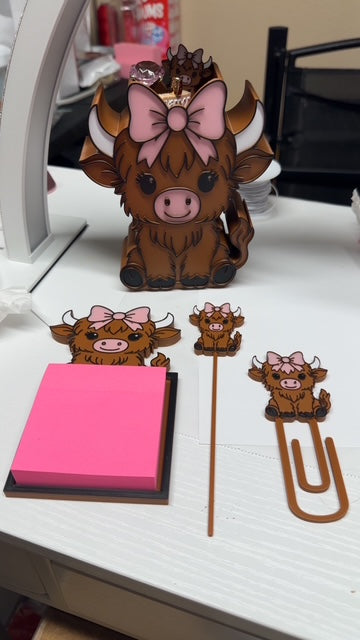 Highland Cow Stationary Set